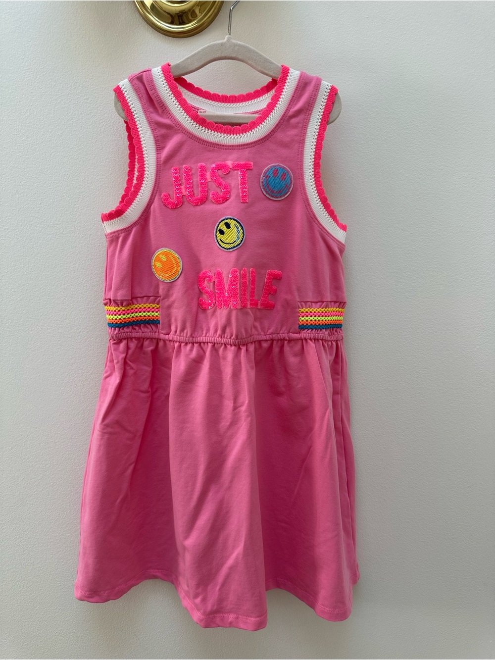 Baby Sara Girls Size 6 Pink Sequin “Just Smile” Dress
